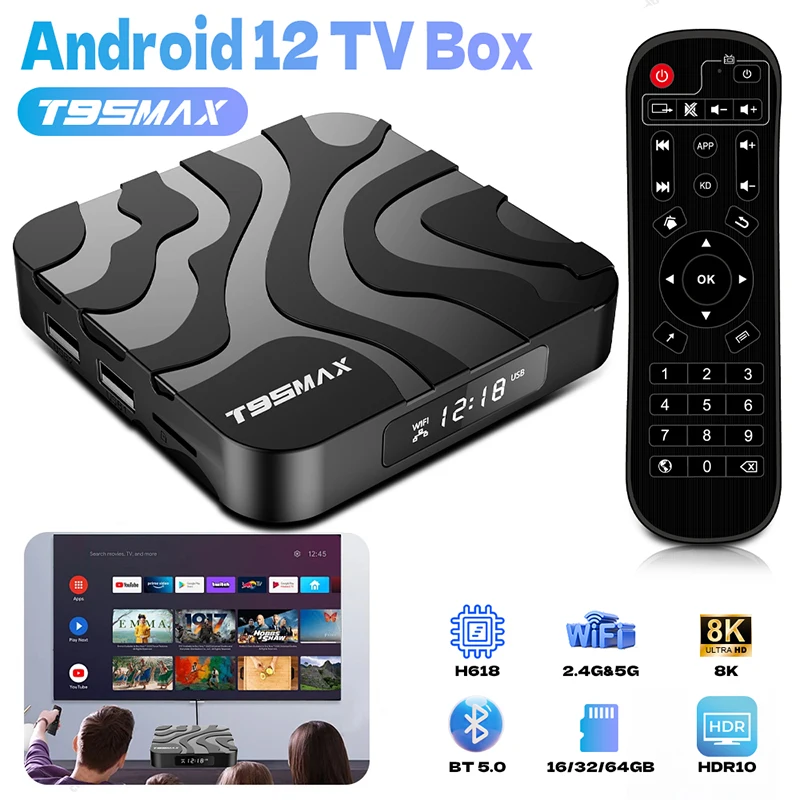 Smart TV Box T95 MAX Allwinner H618 Android 12 2.4G/5G Dual Wifi Quadcore 8GB16GB32GB64GB 8K Ultra HD Media Player Set Top