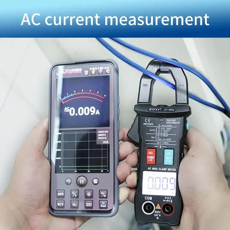 Digital Multimeter 5BQ Bluetooth 6000 Count True RMS DC/AC Voltage Tester AC Current Hz Capacitance Ohm