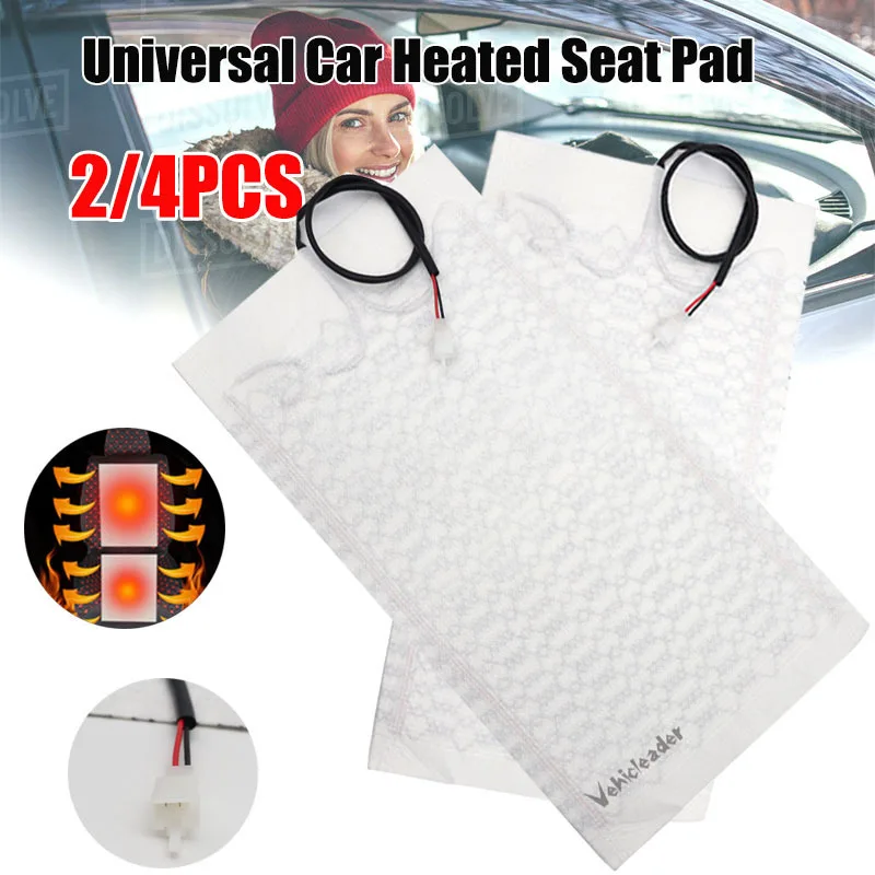 2x/4x12V Universal Car Heated Seat Covers Pad Carbon Fiber Heated Auto