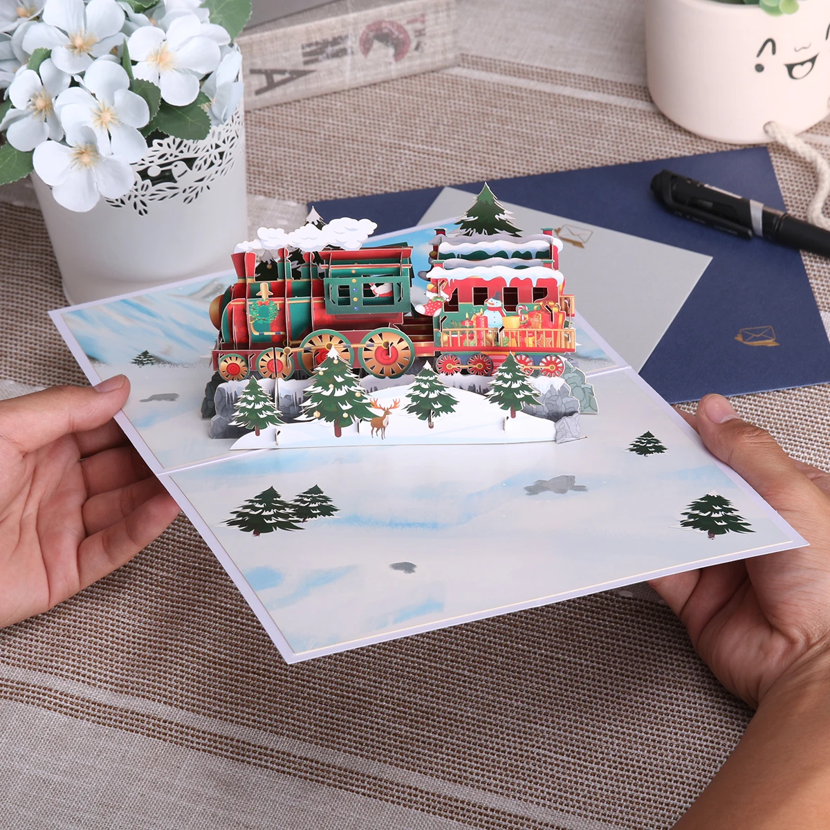 Arbre De Noël 3D Pop-Up Cartes De Vœux Avec Enveloppe