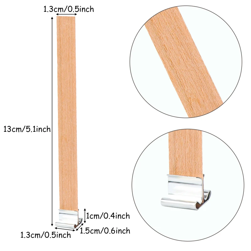 Wooden Candles Wick With Sustainer Tab Candle Wick Core for DIY Candle Making Supplies 10pcs 13cm