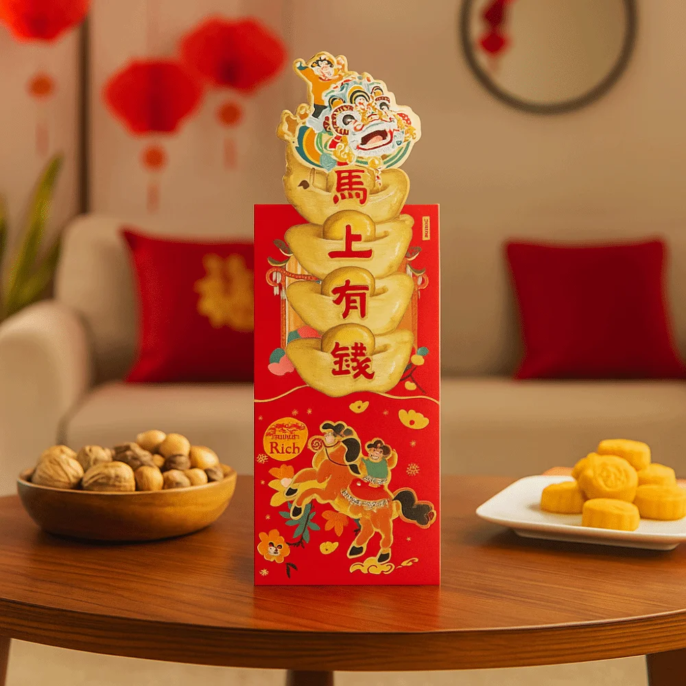 3pcs Cartoon Pattern Pull-out Red Envelope Hot Stamping Solid Chinese New Year Lucky Money Bag Blessings Printing