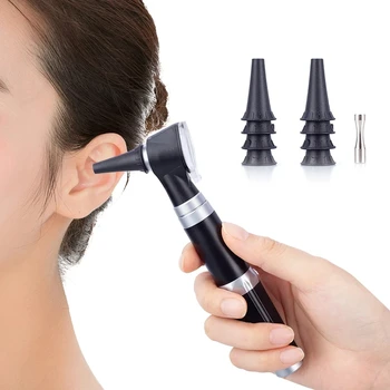 Otoscópia médica oftalmoscópio cuidados com a orelha led otoscopio médico conjunto de escopo de luz da orelha otoscópio lanterna de diagnóstico limpador de ouvido 1