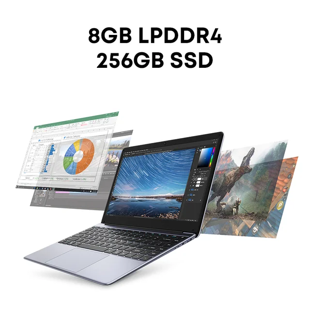 CHUWI – HeroBook Pro pc portable 14.1 pouces, écran FHD, processeur Intel Celeron N4020 Dual Core, UHD Graphics 600, 8 go de RAM, SSD de 256 go, Windows 11 (Copie) – Image 3
