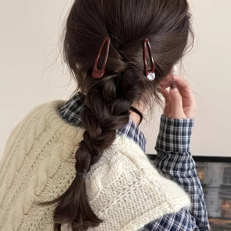 6Pcs 버건디 헤어 클립 BB 클립 미끄럼 방지 내구성 직사각형 헤어 클로 클립 우아하고 미니멀한 머리띠용 헤어 액세서리
