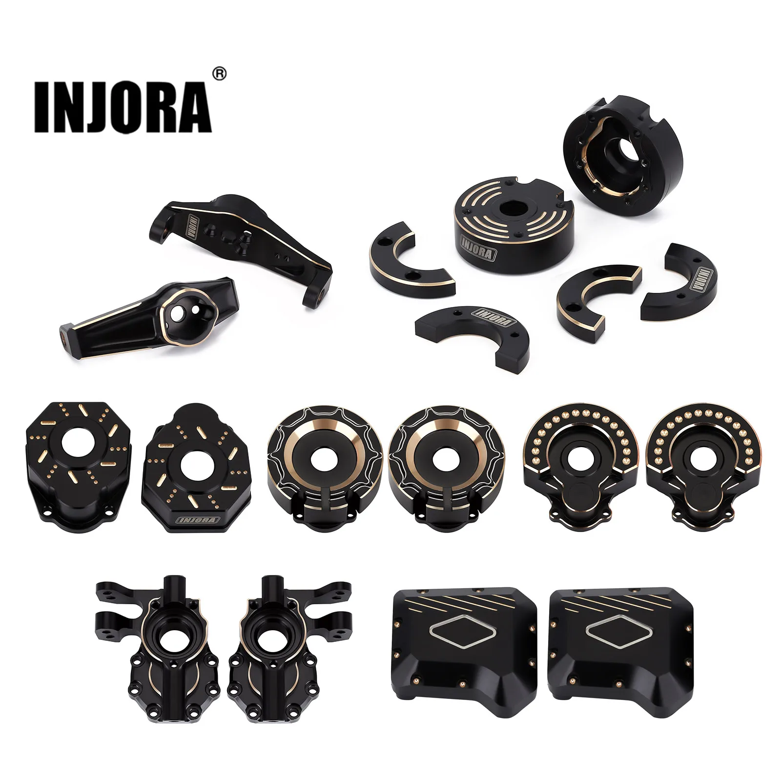 Injora Heavy Black Coating Brass Contrappeso Portal Drive Housing Per 1/10 Rc Crawler Car Trx4 Trx6 Parti Di Aggiornamento