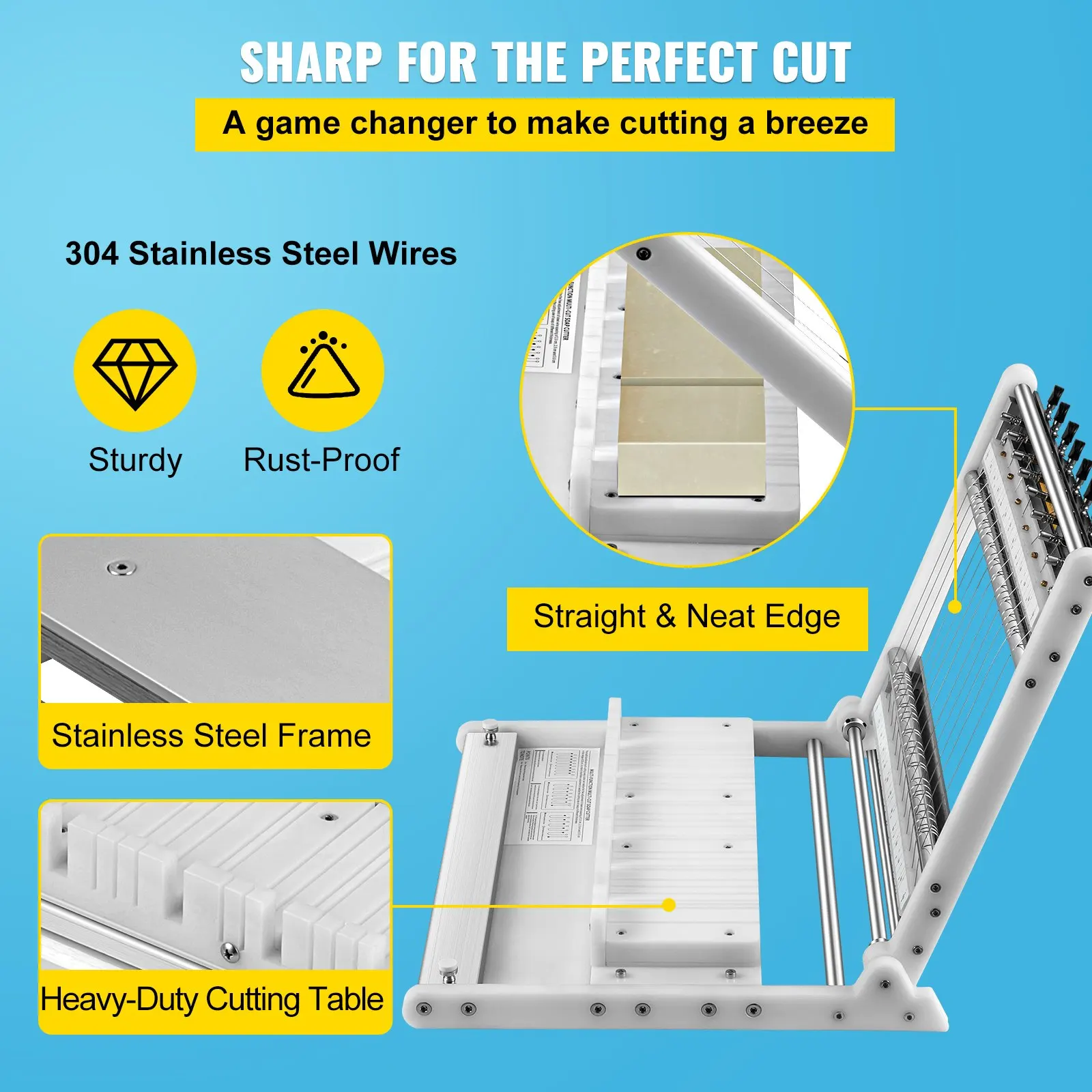 Sihao Multifunctional Soap Loaf Cutter Adjustable Cutting Width With 1-15 Stainless Steel Bars For Cutting Candles B
