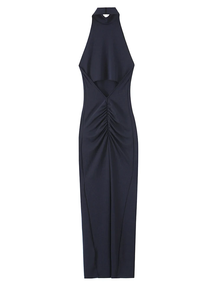 TFMLN Women Halter Neck Long Dress Chic Off Shoulder Backless Sexy  Maxi Dress Spring Summer Women Elegant Solid Party Dress