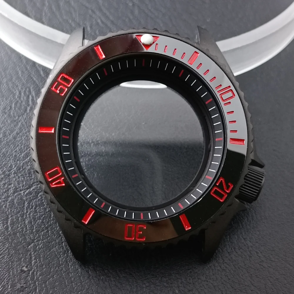 High-Quality 42mm Men's Steel Black Watch Case with Sapphire Glass and 22mm Band