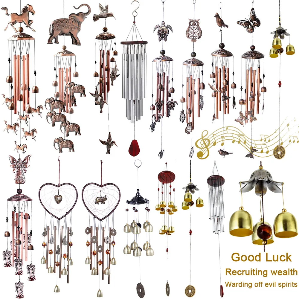 Vintage Metal Wind Chimes Bird Owl Wind Chimes Retro Brass Wind Chimes