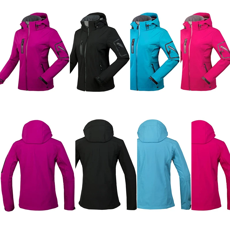 TRVLWEGO giacca Softshell da donna escursionismo corsa campeggio pile termico antivento con cappuccio cappotto da Trekking per sport all'aria aperta da viaggio
