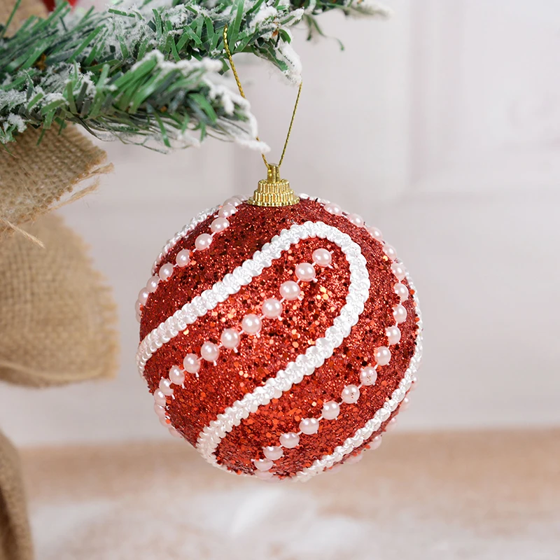 8cm Gold Foam Pearl Christmas Balls Ornament Shatterproof Hanging Christmas Tree Ball Xmas Decorations Navidad Noel