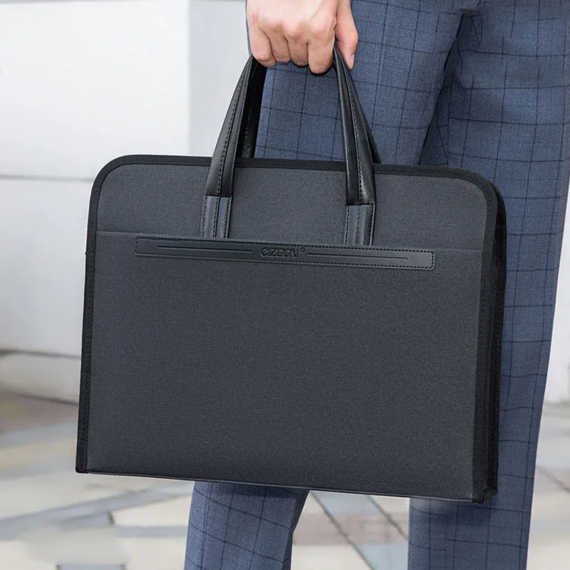 Men's Oxford Casual Briefcase Multi-layer A4 Office Zipper Bag Large Capacity Business Bag Male Business Handbag Conference