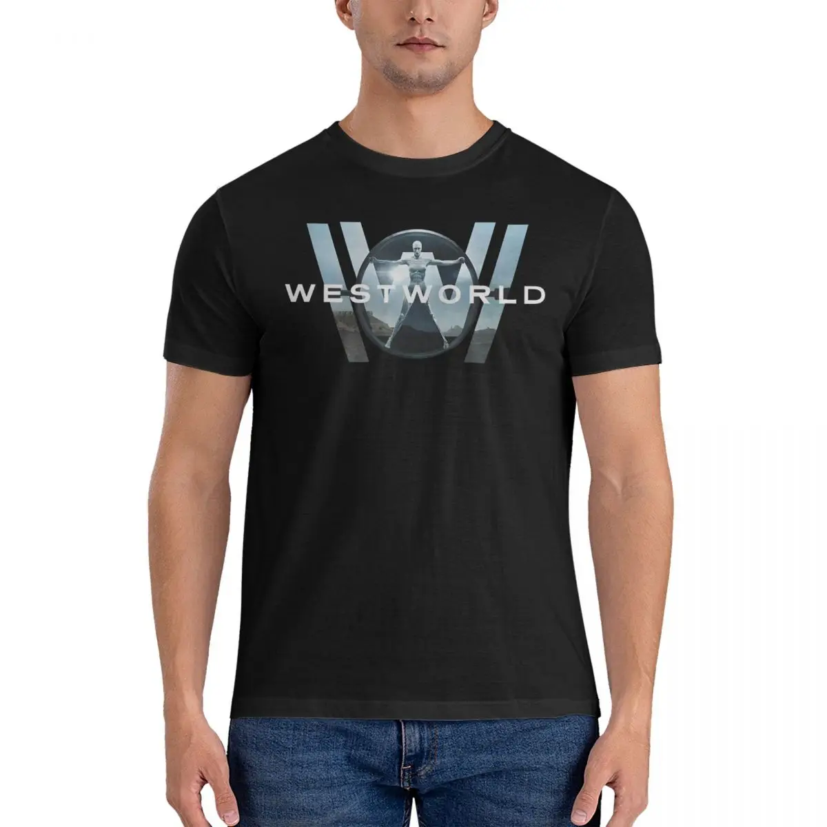 

Men's T-Shirt LOGO Leisure Pure Cotton Tees Short Sleeve Westworld T Shirt Crew Neck Clothes Party