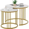 Coffee Table Faux Marble Nesting Table for Small Place 2 Sets Modern Furniture Living Room Sets End Side Table Night Stand 1