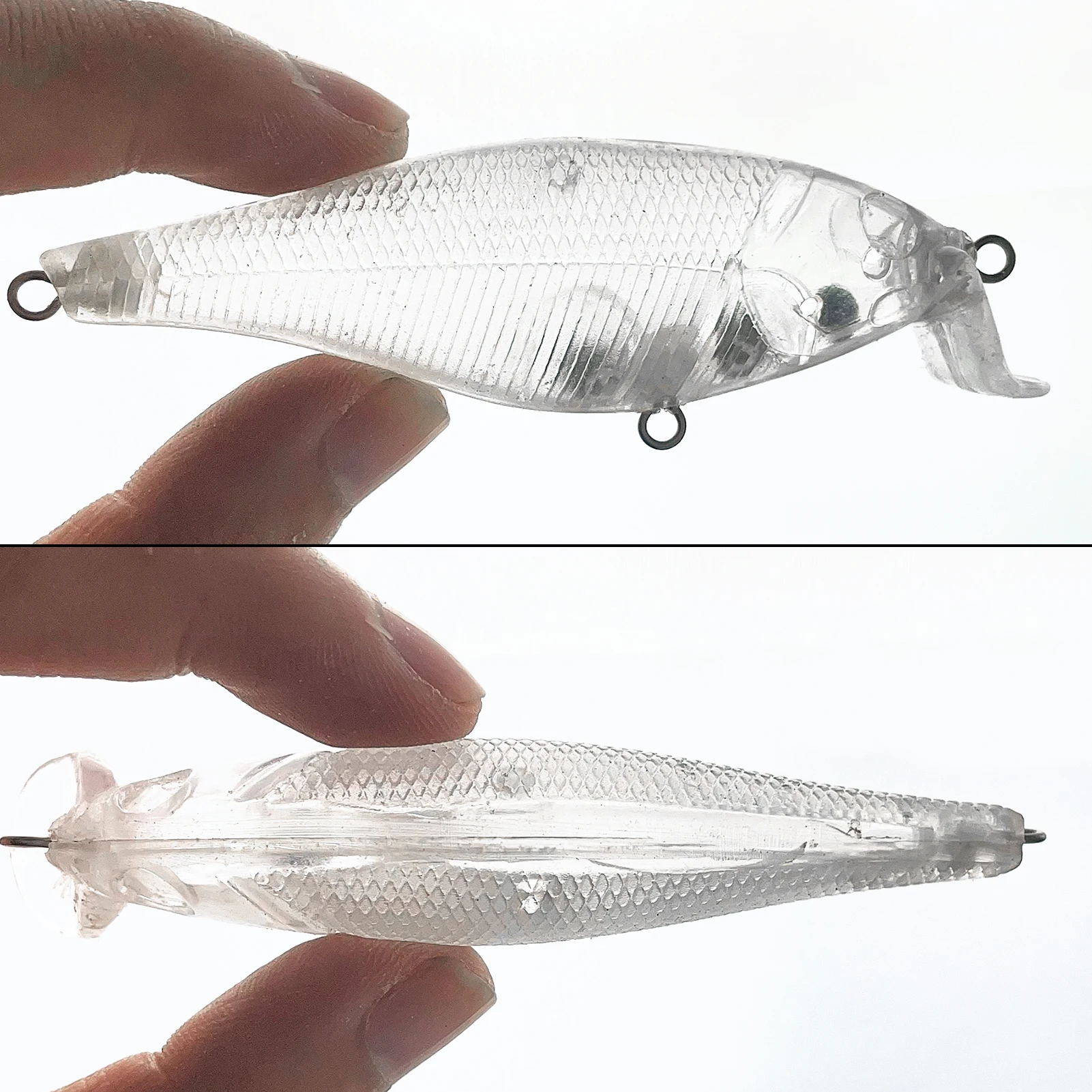 Description Picture 6 of itemFREE FISHER Fishing Baits Unpainted Blank Hard Lures DIY Crankbaits Minnows Popper VIB Pencil Transparent Artificial Baits Set