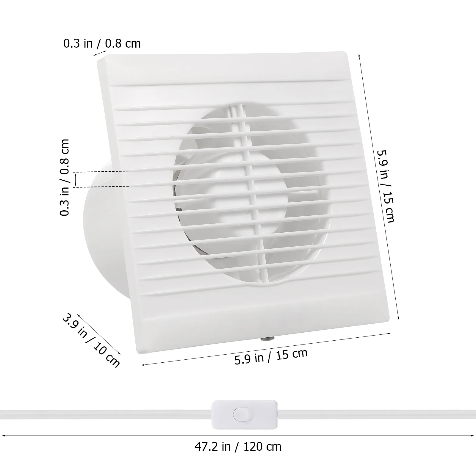 Exhaust Fan Wall Mounted Ventilation Fan Household Ventilation Extractor for Kitchen Bathroom 110V (US Plug)