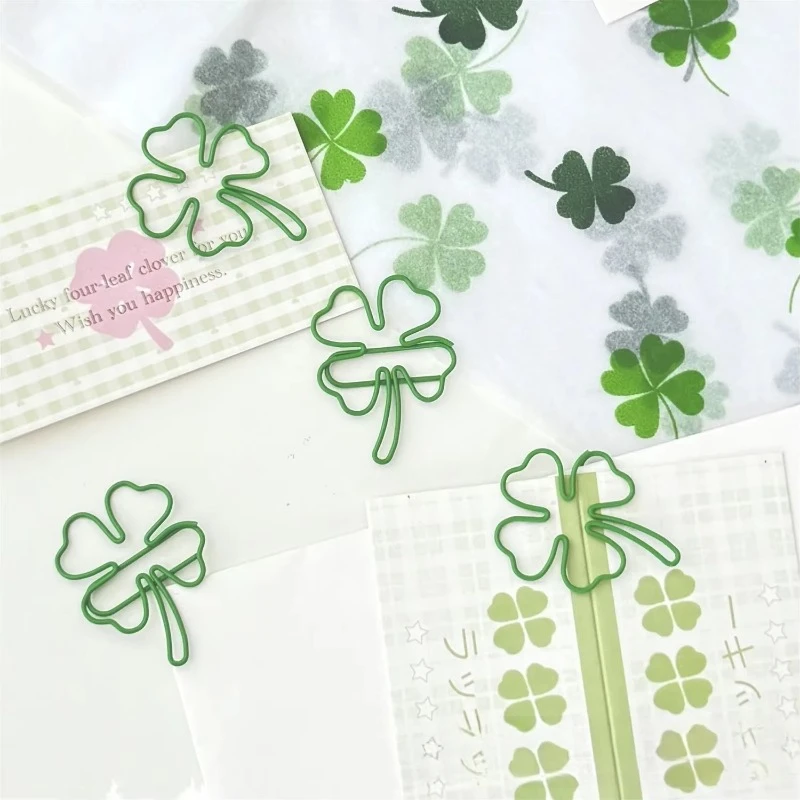 Binder Clips Paper Clips 10Pcs/set Sweet Korean Green Leaf Paper Clips Creative Design Fashion Binder Clip Cute Non-sticky Note Scrapbook Paper Clip