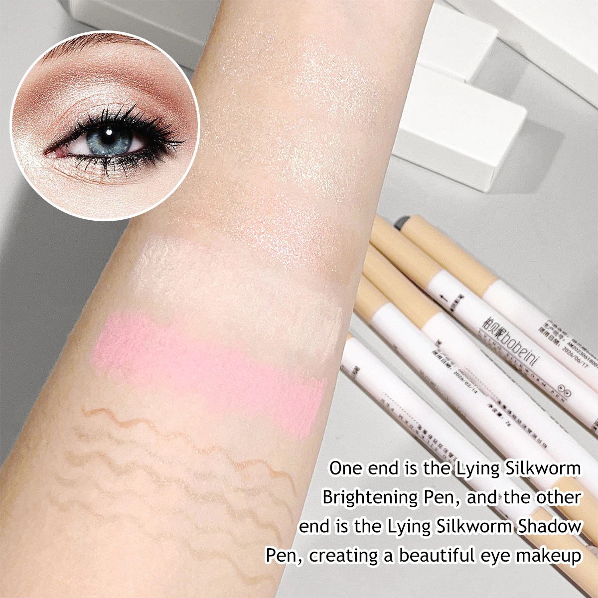 Double-headed Lying Silkworm Pen Matte Natural Eyeshadow Highlighter for Lower Eyelid Matte Pearlescent Fine Glitter matte eyeshadow