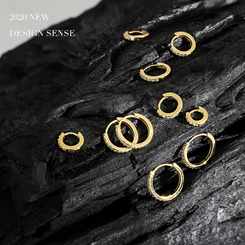 ANDYWEN 925 Sterling Silver Gold Zircon CZ 5mm 6mm 7mm 8mm To 13mm Huggies Hoops Piercing Pendiente Clips Luxury Fine Jewelry 4