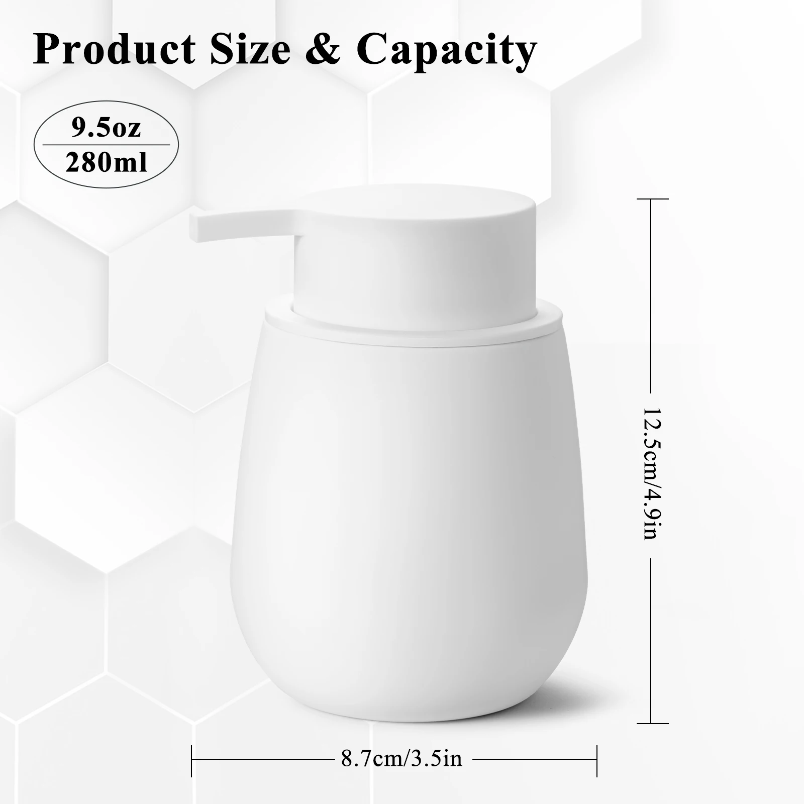 Description Picture 5 of itemMatte black round soap dispenser, modern minimalist style for bathroom and kitchen countertops, refillable