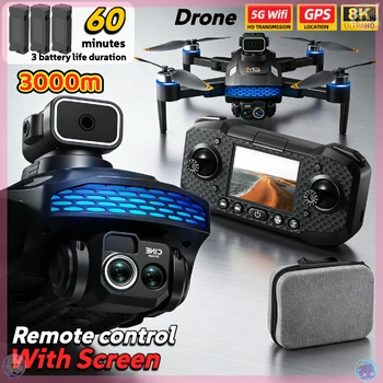M6 Drone 4K e 8K RC professionale con schermo HD 3 batterie 5G WIFI Dron Telecamere HD Motore brushless aereo FPV RC Quadcopter UAV