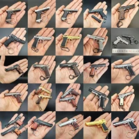 1/3 Mini Pistol Shape Keychain Alloy Gun Model Key Chain Bag Fidget Gadgets Pendant Ornament for Gift for Men Boys 1