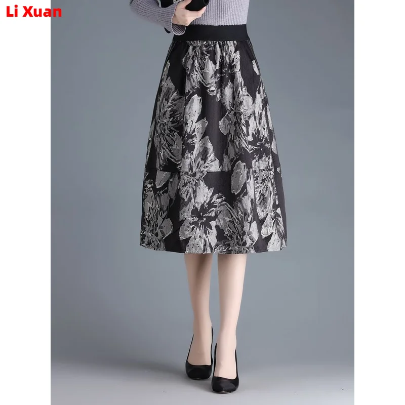 

Spring Fashion Korean High Wiast Elegant Office Black Long Skirts Women 4XL Oversized Occupation Grey Pencil Skirt