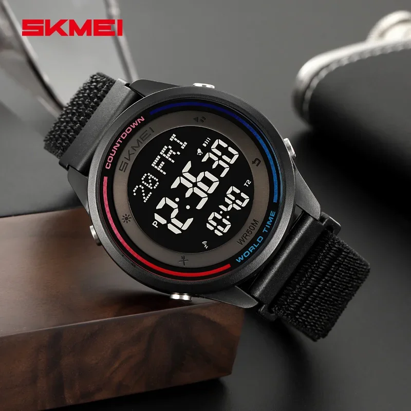 SKMEI 2412 LED Digital Sports Watch for Men Stopwatch Countdown Display Waterproof Mens Wristwatch Alarm Clock 1894 Reloj Hombre