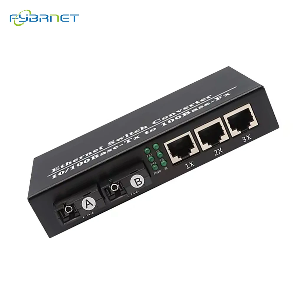 1 Pc 2F3E 10/100M Fast Ethernet 2 Fiber 3 RJ45 fiber switch Optical Media Converter Ethernet SC Single Mode Fiber Switch