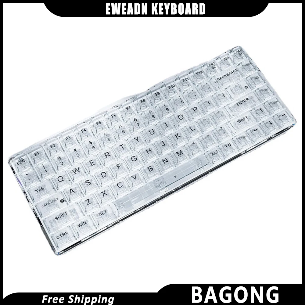 

84keys Keyboard Eweadn Nj80 Transparent Keyboards Wireless Bluetooth Hotswap Mechanical Desktop Backlit For Pc Gamer Laptop Gift