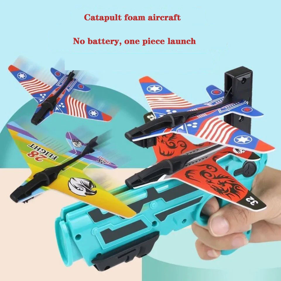 Foam Plane Launcher Bubble Airplanes Glider Hand Throw Catapult Plane Toy for Kid Guns Aircraft Shooting Game Toy Christmas gift 6