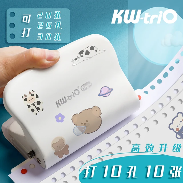 KW-triO 3/4 Hole Punch Handheld Metal Hole Puncher 10 Sheet Capacity 7mm  Aperture Paper Punch for A4 A5 A7 A6 B5 Scrapbook - AliExpress