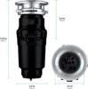 10-US-WM-058-3B Garbage Disposal Anti-Jam Stainless Steel Food Waste Grinding System, 1/2 HP Economy, Black | USA | NEW 3