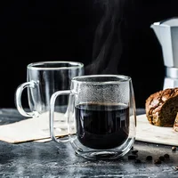 Double Wall High Borosilicate Glass Mug Heat Resistant Handle Coffee Milk Juice Water Cup Bar Drinkware Coffeeware Lover Gift 3