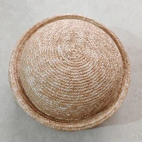 Summer Knitted Beret Women's Sun Hat Circle Concave Top Straw Hat Church Derby Party Beach Hat - Image 3