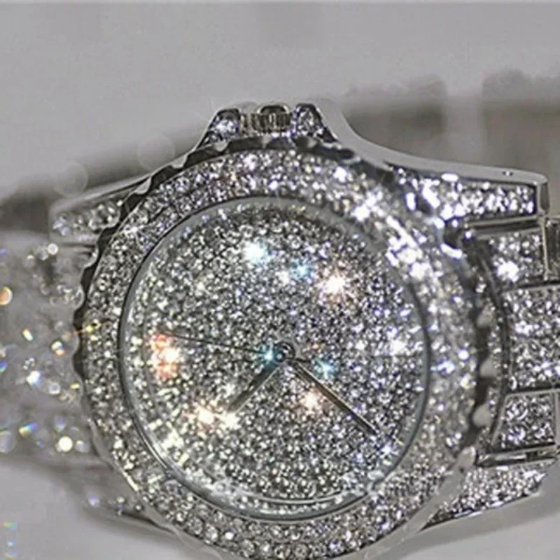New Luxury Shiny Diamond Watch for Women Elegant Brand Quartz Steel Bracelet Watches Zircon Crystal Fashion Wristwatch Clock - 4