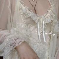 Vintage femme Court Style mince Tulle Robe/chemise de nuit dames princesse chemises de nuit conte de fées pyjamas vêtements de nuit vêtements pour femmes 4