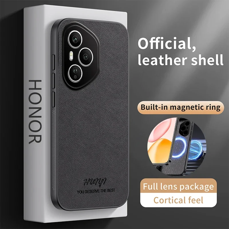 Leather Magnetic Car Holder Phone Case with Wireless Charging Compatibility