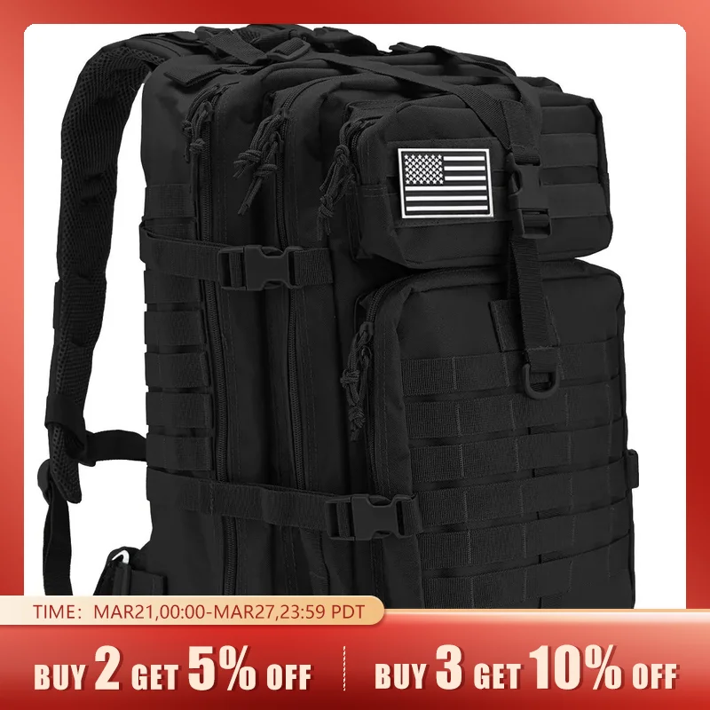 Qt & Qy 50L Uomo Zaini Tattici Borse Da Viaggio Militari Army Outdoor 3P Assault Pack Edc Molle Pack Per Borsa Da Caccia Trekking