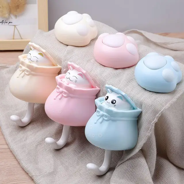 1Dcs Kreatív Macska Kulcs Kampó Zökkenőmentes Kollégiumi Hálószoba Ajtó Fogasok Horgok Esernyő Törülköző Sapka Kabát Állvány Fal Dekoráció - Image 2