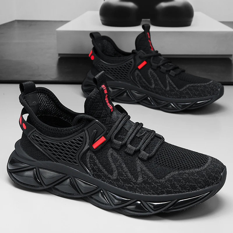 Men's Casual Sports Shoes Slip-On Knife Shoes - Shock Absorber Anti-Slip Running Shoes - All Seasons Outdoor Training Sports Plaid