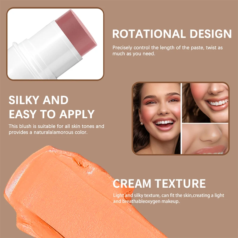 Matte Glitter Face Blusher Stick high gloss Cheek Eye Blush Highlighter Contour Stick Rouge Blush Stick cosmetics Female Makeup 4
