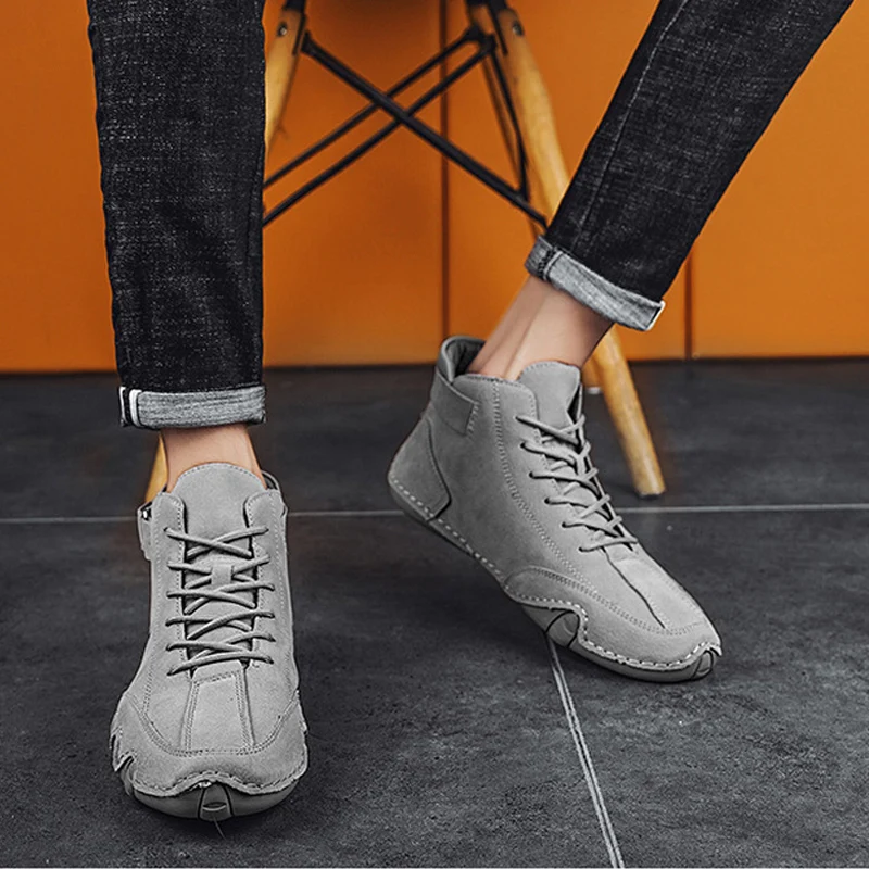 Männer Stiefel Casual Motorrad Winter Schuhe 2023 Wasserdichte High Top Sneakers Luxus Schuhe – Detail 8