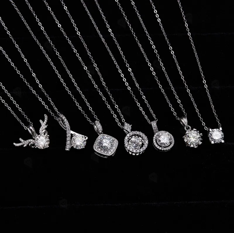 Moissanit-Halsketten, 925er Sterlingsilber, D-Farbe, runde Form, Krappenfassung, Geschenk zum Jahrestag, Erntedankfest, Hochzeit, elegant – Detail 21