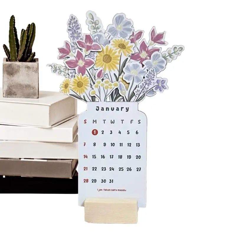 

Bloomy Flowers Desk Calendars Beautiful Monthly Desktop Calendar For 2024 Planning Home Decor Products For Dining Table Study