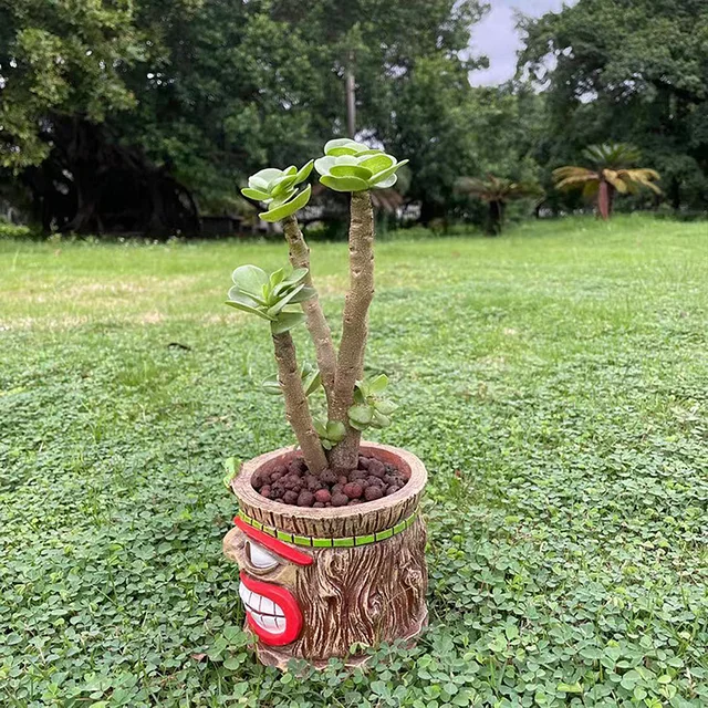 Tiki Maya Totem Virág Edény Zamatos Növényi Tartály Gyanta Váza Szoba Otthoni Dekoráció Kerti Asztali Ajándék - Image 4