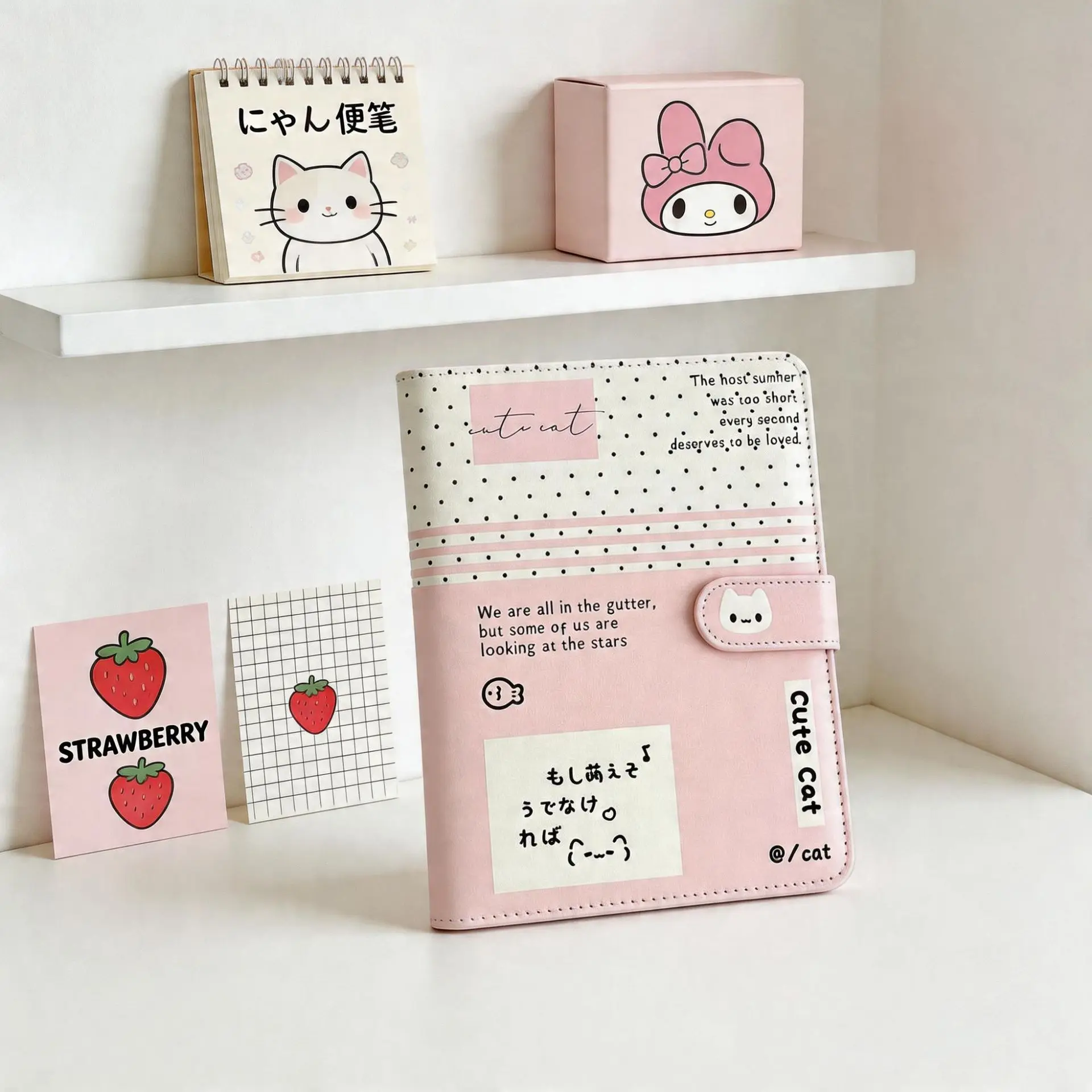 A5 핑크 귀여운 고양이 노트북 하이 에스테틱 DIY 바인더 포토카드 수집북 ..