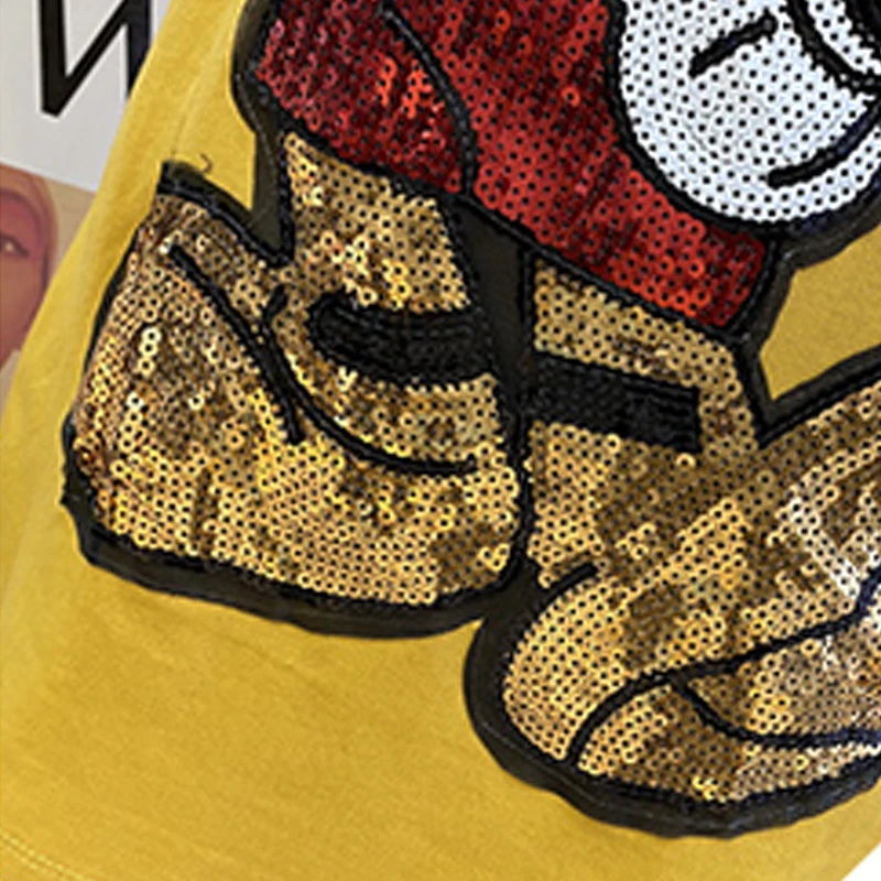 Brand Clothing New Arrival Top Fashion Pullovers Casual Cotton Cartoon Mickey cartoon  Beading Print Tshirt Dresses