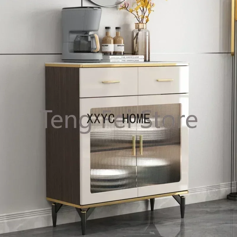 Sideboard Drawers Living Room Nordic Luxury Glass Display Sideboard Kitchen Storage Credenza Home Furniture SR50CG